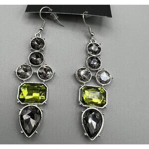 Jewelry Earrings Dangle 2.25" Green Geometric Design Acrylic Stones Pierce